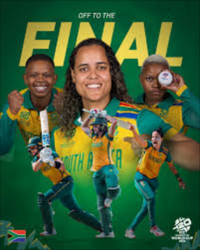 Well done to the Proteas Women for reaching the final of the T20 World Cup. Can they bring it home #womenst20worldcup #proteas #proteawomen