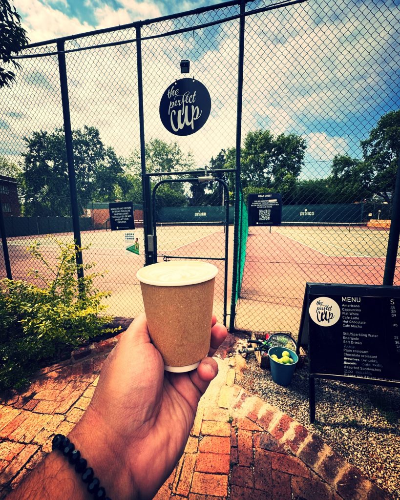Morning Coffee and Therapy @theperfectcup.parkview #coffee #tennis #coffeelover #coffeetime