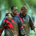 Ian Wright & Gazza after a muddy England training session#ianwright #gazza #legendsthatshooktheblog #england #comonengland