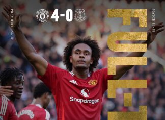 Man Utd 4 Everton 0.