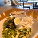Sweet potato & Greens breakfast at @thegrindza in Melrose Arch. Two poached eggs, baby spinach, broccoli, sweet potato, cucumber and spring onion