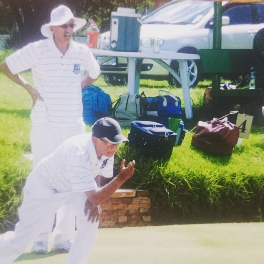 Grandad doing the business in singles tourney at the Lenasia bowling green, he probably fitter than me and trophy cabinet full on his side #bowls #lenzchampionships #lenasia #ahmedbhaaiwits #wattathing #lawnbowls #thegreens #lenzgreens