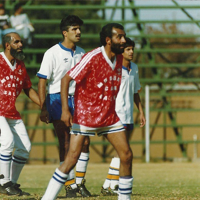 Sports Legends pic Lesco United vs Fordsburg City @ Lenasia Soccer Stadium. In pic Mohamed Moosajee and.Zahier Mayet (white)#memories as a bootboy. Join the facebook fanpage for all the banter. Www.facebook.com/swoosh0018 @maseehamayet