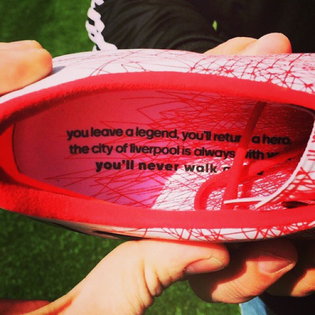 The adidas Stevie G boot for his farewell game.goodbye Stevie G.You absolute Legend