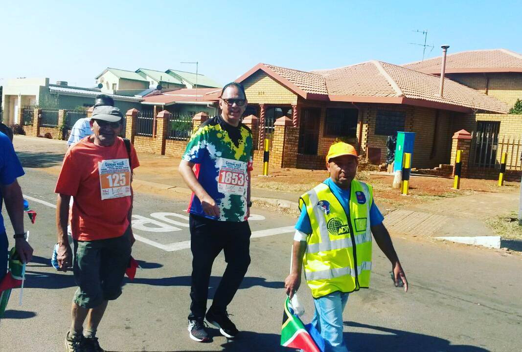 The Ghandi walk took place today in Lenasia. Heres one.of the LEGENDS of lenz always doing his bit for the community... Tagari with Yusuf Abramjee #ghandiwalk #lenasia #lenz #tagari #LEGEND #hometown #greatvibe @yusufabramjee