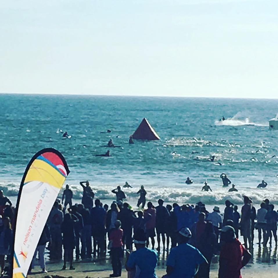 Triathletes coming in from 3.8 km swim @hoosainmayet #portelizabeth #pe #ironman #ironmansa #ironman2016 #triathlete #triathlon #bike #run #swim #love #guts #glory #pain