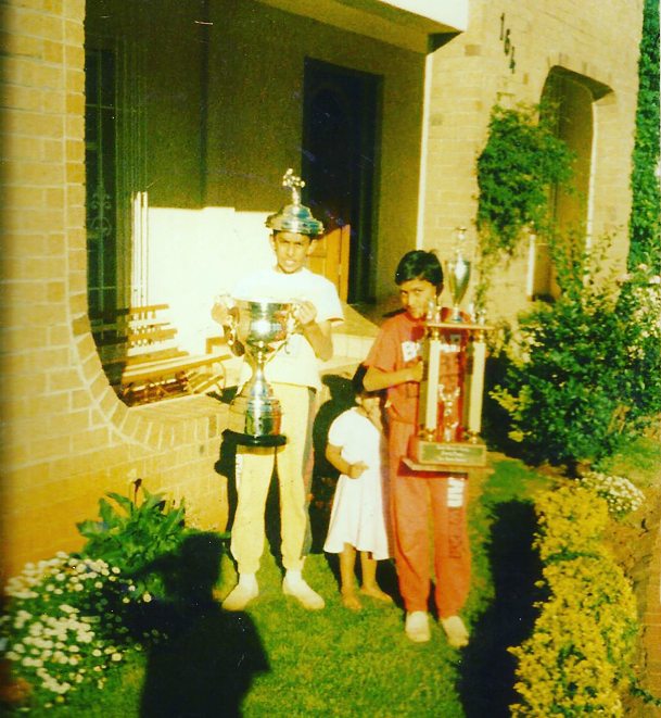 Me and My.bro back in the day after ball awards. When.you got a trophy as a lity you were thrilled. Now My grandfather bringing in more silverware on the bowling green