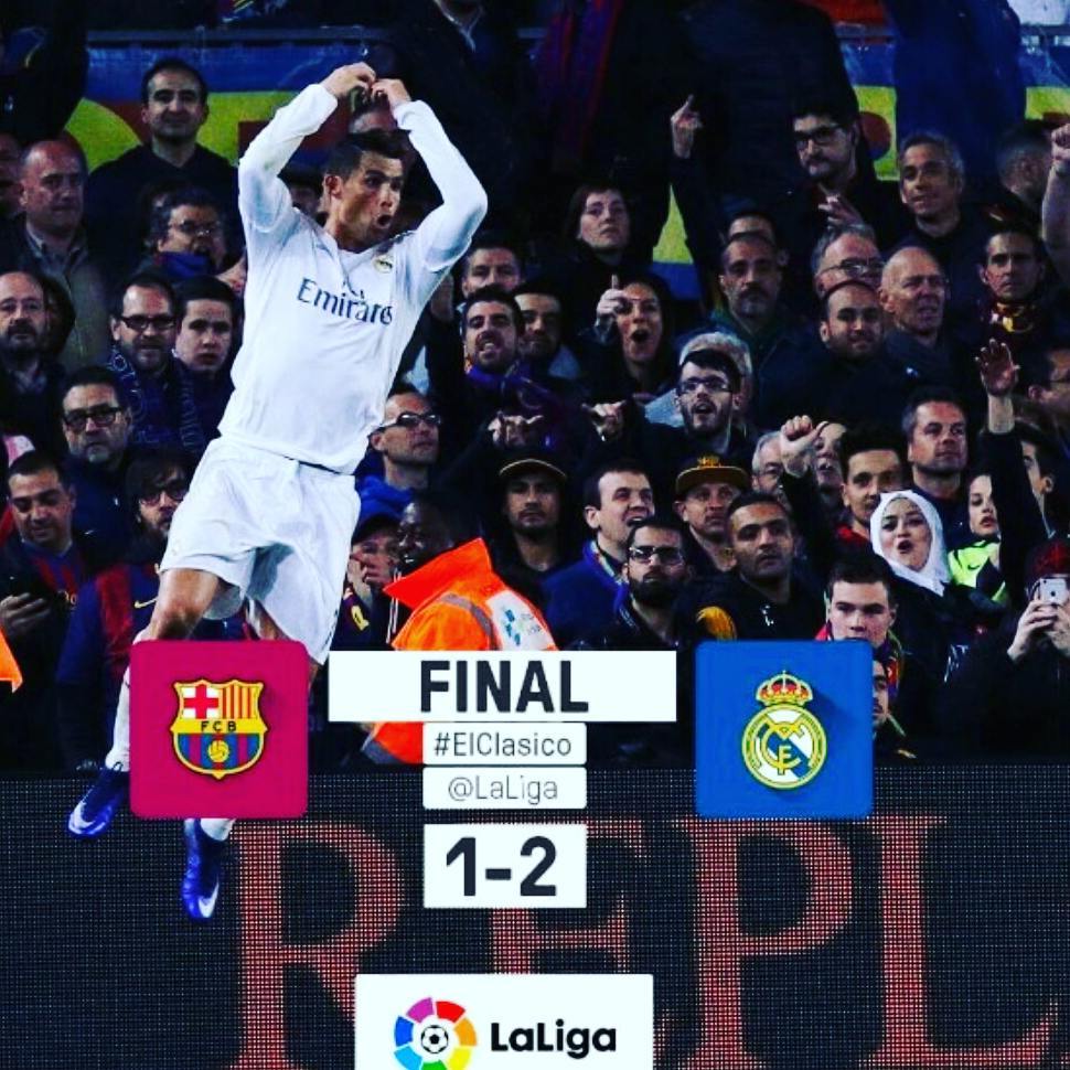 El Classico. Real Madrid 2 Barcelona 1. Your thoughts on the match? #elclassico #laliga #rivals #barcelona #realmadrid #cr7 #leomessi #barcelonavsrealmadrid #noucamp #biggame