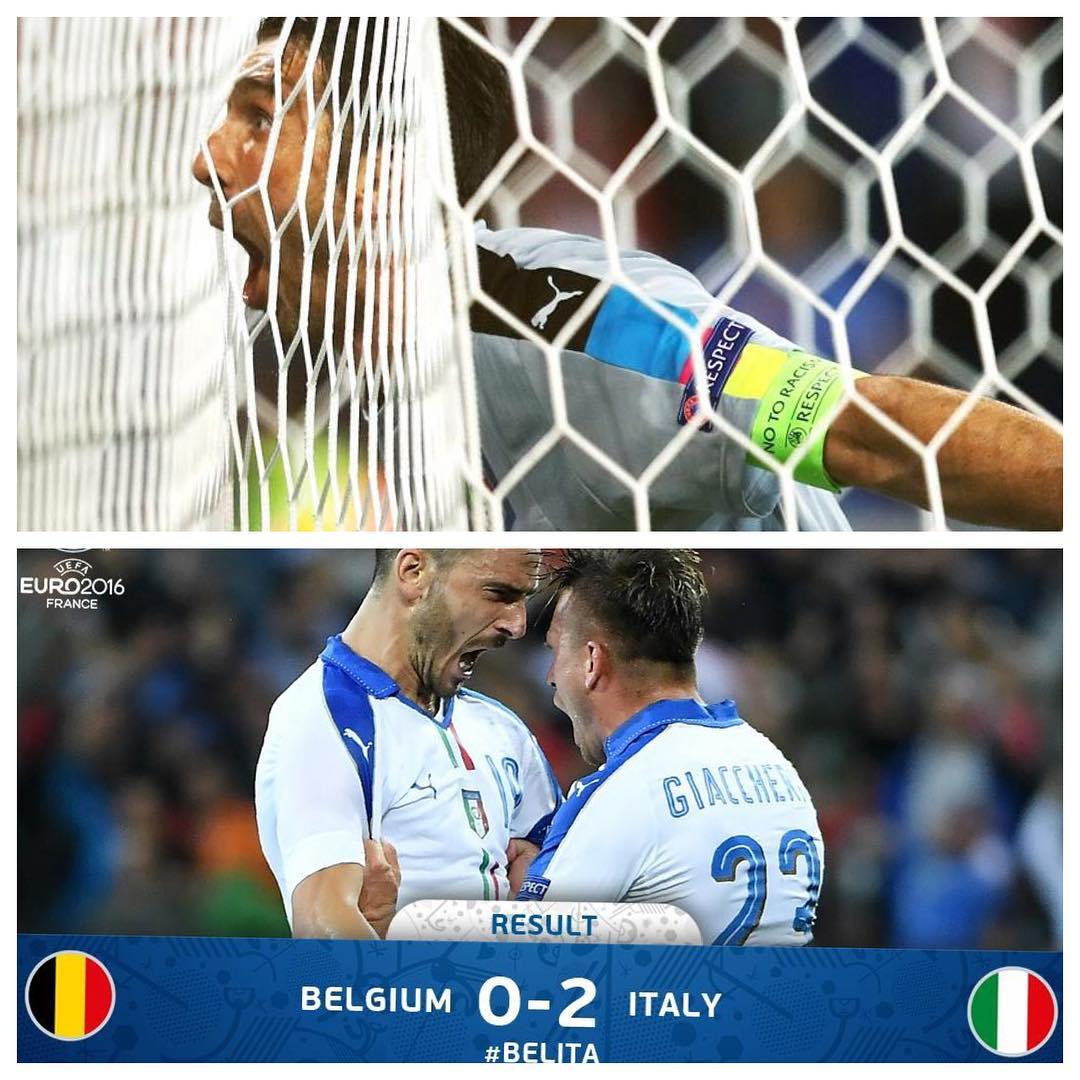 Italy 2 Belgium 0. Italy open with a win. Contes tactics were spot on . I'm surprised actually with such a cool performance.Candreva was superb . Your thoughts #azzurri #italy #italyvsbelgium #belgium #euro2016 #italia