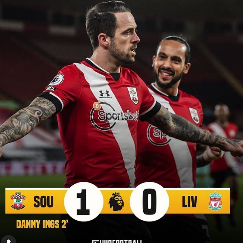 Southampton 1 Liverpool 0. Danny Ings of all owes. Poor Liverpool performance. And the MANCS are coming. Perishaans now