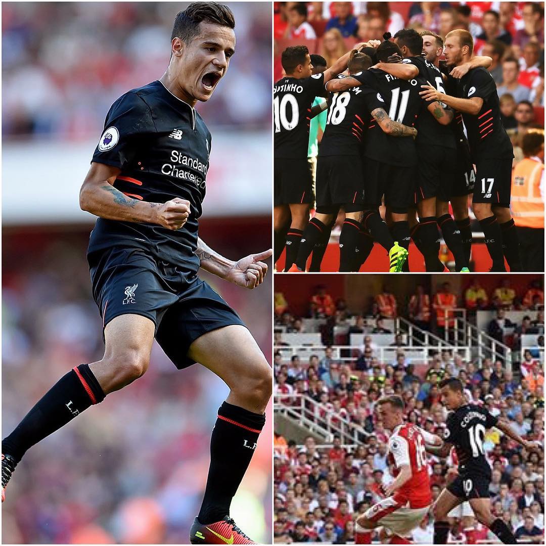 Liverpool 4 Arsenal 3 . Great Win. Your thoughts on the Game and Coutinhos goal #0018matchoftheday #liverpool #arsenal #epl #liverpoolvsarsenal #soccer