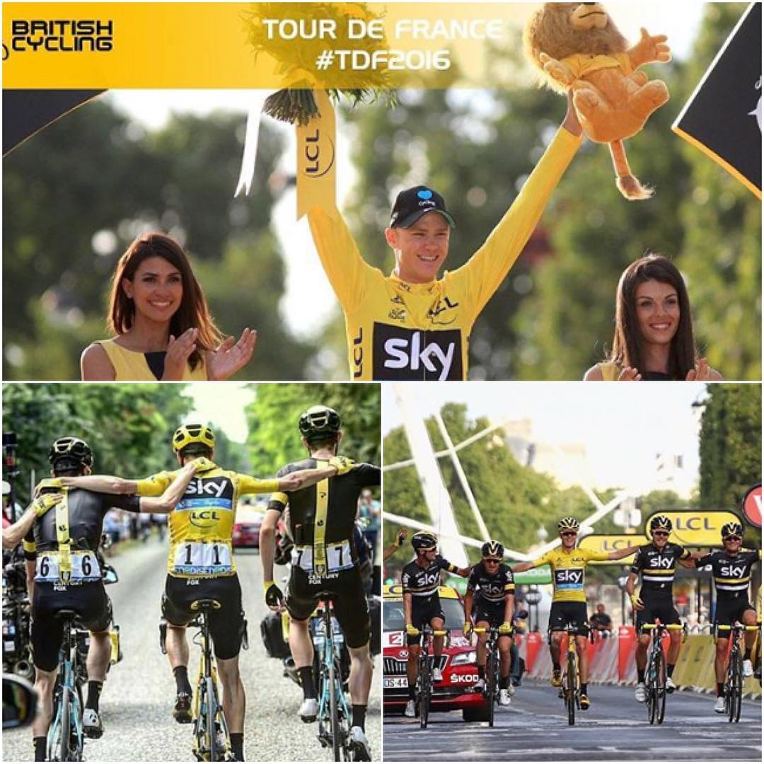 Chris Froome and team Sky wins the Tour De France. Froomes 3rd title