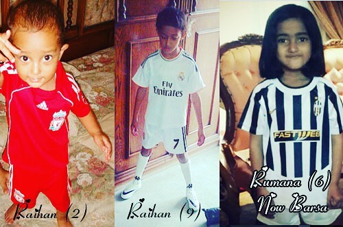Ok so this was my experiment. When my nephew Raihan and neice Romana were growing up I tried to convince them on which team to support. Well as the uncle I obviously bought the kits. Years later I lost them both. Raihan is a CR7 and Madrid man now and supports the MANCS of all people, Rumana supports Neymar and Barcelona.This is what happens when you dont keep at it 🙂 #liverpool #soccer #football #juventus #lovefootball #welovethisgame @juventus @liverpoolfc @realmadrid #bianconera