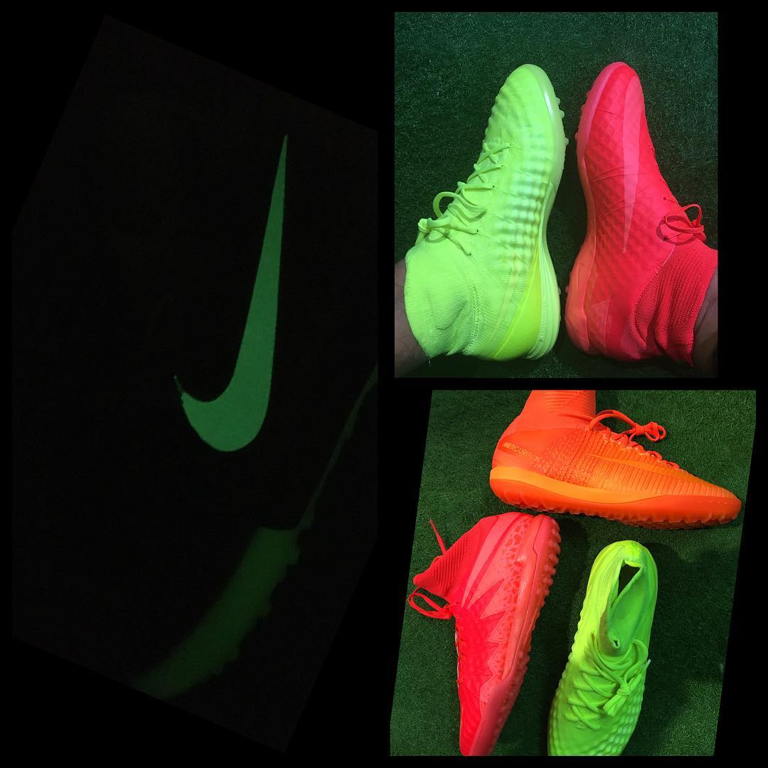 Welcome to the family. Glow in the dark Mercurials. #nike #glowinthedark #football #indoor #astro #whatathing #swoosh
