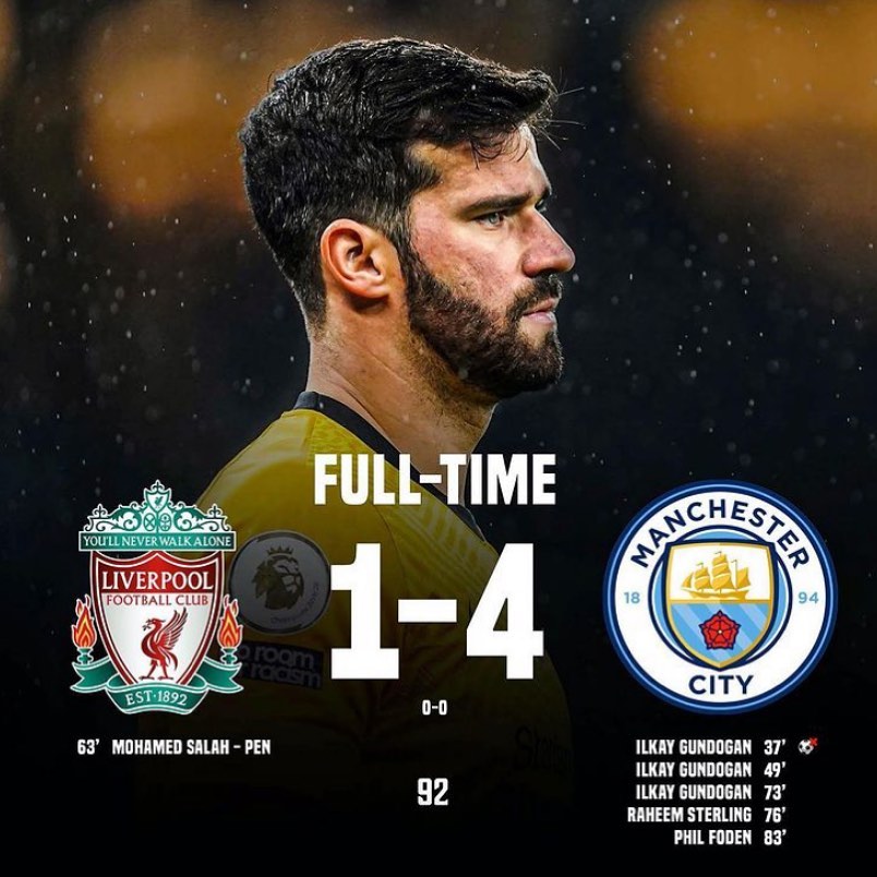 That Champal Molana had a Man City Kit on today.  Someone did something to Allison. Citeh pumped us at Anfield. WTF. What’s worse is the MANCS are making lots of Masgari already