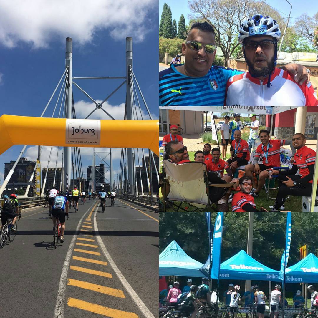 Met @eyahmed on Jan Smuts. Great atmosphere at the 94.7 Cycle Challenge. Passing Mandela bridge a special landmark #94.7 #cyclechallenge #Telkomcyclechallenge #Cycling #roadcycling