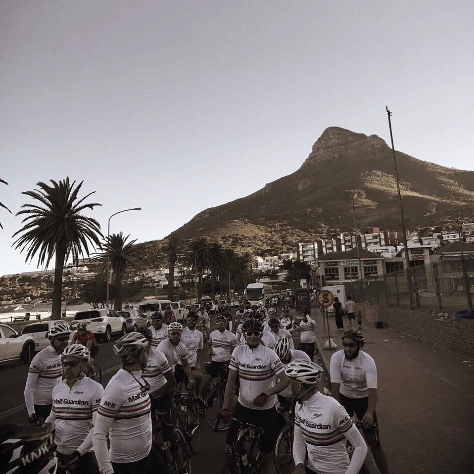 Mail and Guardian Team on the ritual am ride before the Cape Cycle Challenge race in Cape Town. #cycling #capetowncycletour #argus #cycling #sacycling #mailandguardian