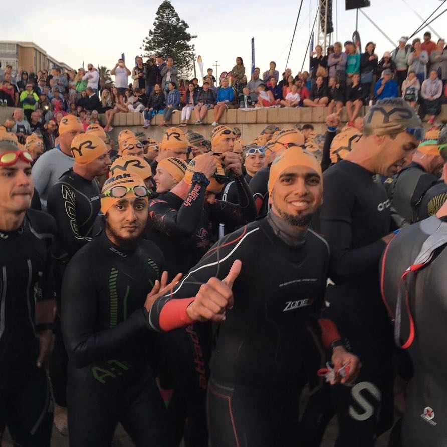 Ameer Motala ready for the swim at Iron Man SA 2017#trigroup #tri #triathlon #triathlete #ironman #ironmansa #ironman2017 #endurance #swim #cycle #run  #ironmanpe #pe #portelizabeth #🚴🏻‍♀️🏿#boardwalkhotelpe @ironmantri @imsouthafrica @standardbanksa @triathletemag @triathlon_photography #southafrica . Pics by Fun Tri Emmarentia Supporters Group @fahmida.kaloo @storck_sa #ironkids @hoosainmayet @spursteakranches