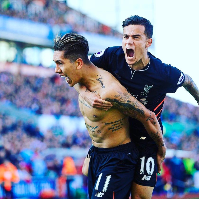 Great victory today . Watched the two goals. Firmino goal. A Belter. Will we make top 4 #liverpool #liverpoolfan #lfc #liverpoolvsstoke #firmino #coutinho #ynwa #rashidcassimwasright #greatwin #kopend #goal