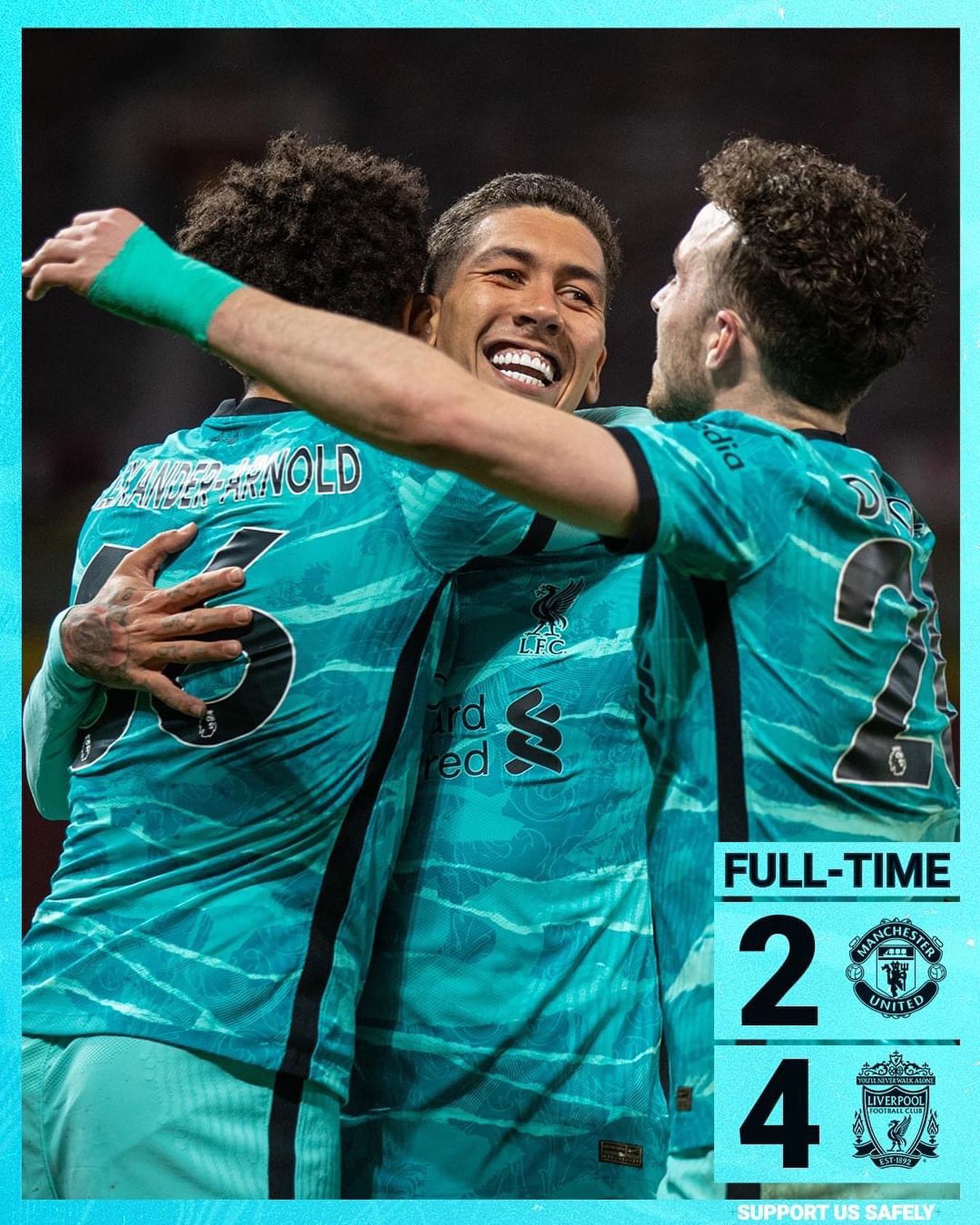 Man Utd 2 Liverpool 4. All I can say is WAttathing. Pumping 4 at Old Trafford and opening the Champions League Door