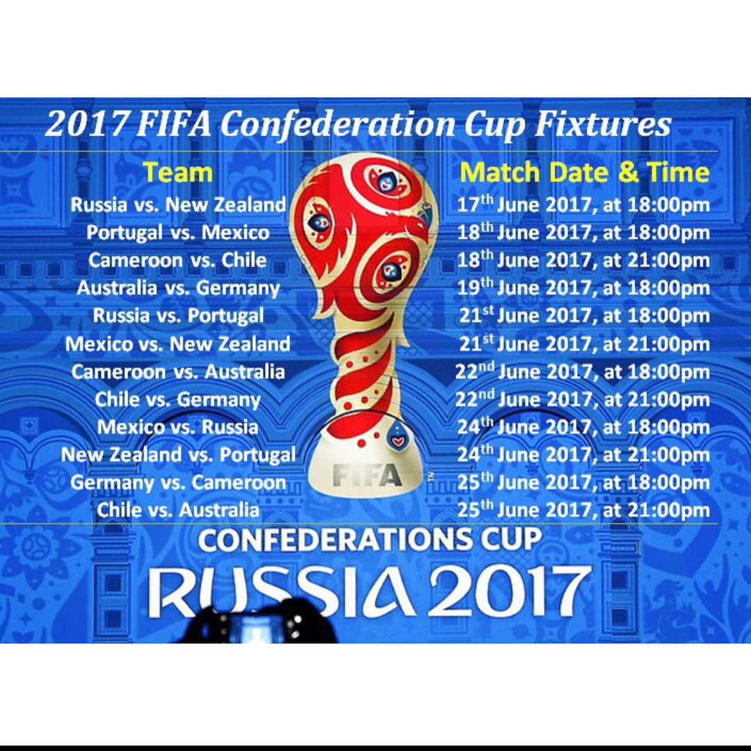 Confeds Cup Russia 2017. All the fixtures you need to know. Scroll left to see the official ball and the stadiums. Pick your Winner️ #confedscup #confedscup2017 #russia #russia2017 #soccer #worldcup #russia2018 #adidas #stadiums #mexico #portugal #worldsoccer #tournament #chile #germany #cameroon #austrailia #newzealand #krasava #adidasfootball #adidas #sochi #stpetersburg #kazan