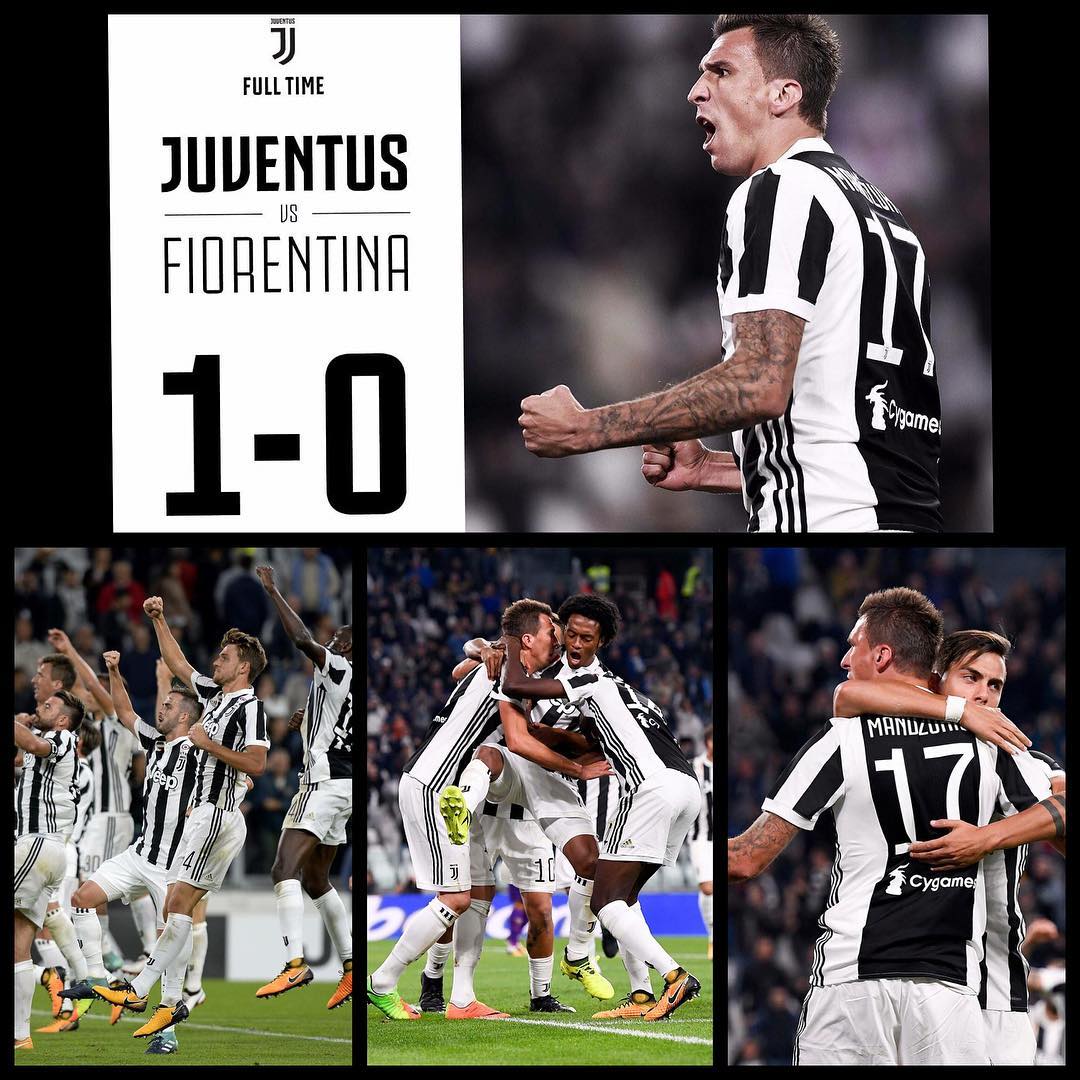 Juventus 1 Fiorentins 0. Good win for the Bianconeri. Mario Manzookich popping up to score the winner. We undefeated after 5 games and hold top spot with Napoli. Forza Juve. Looking forward to the season ahead #juventus #juventusvsfiorentina #juve #bianconeri #forzajuve #mariomandzukic #seriea #serieatim