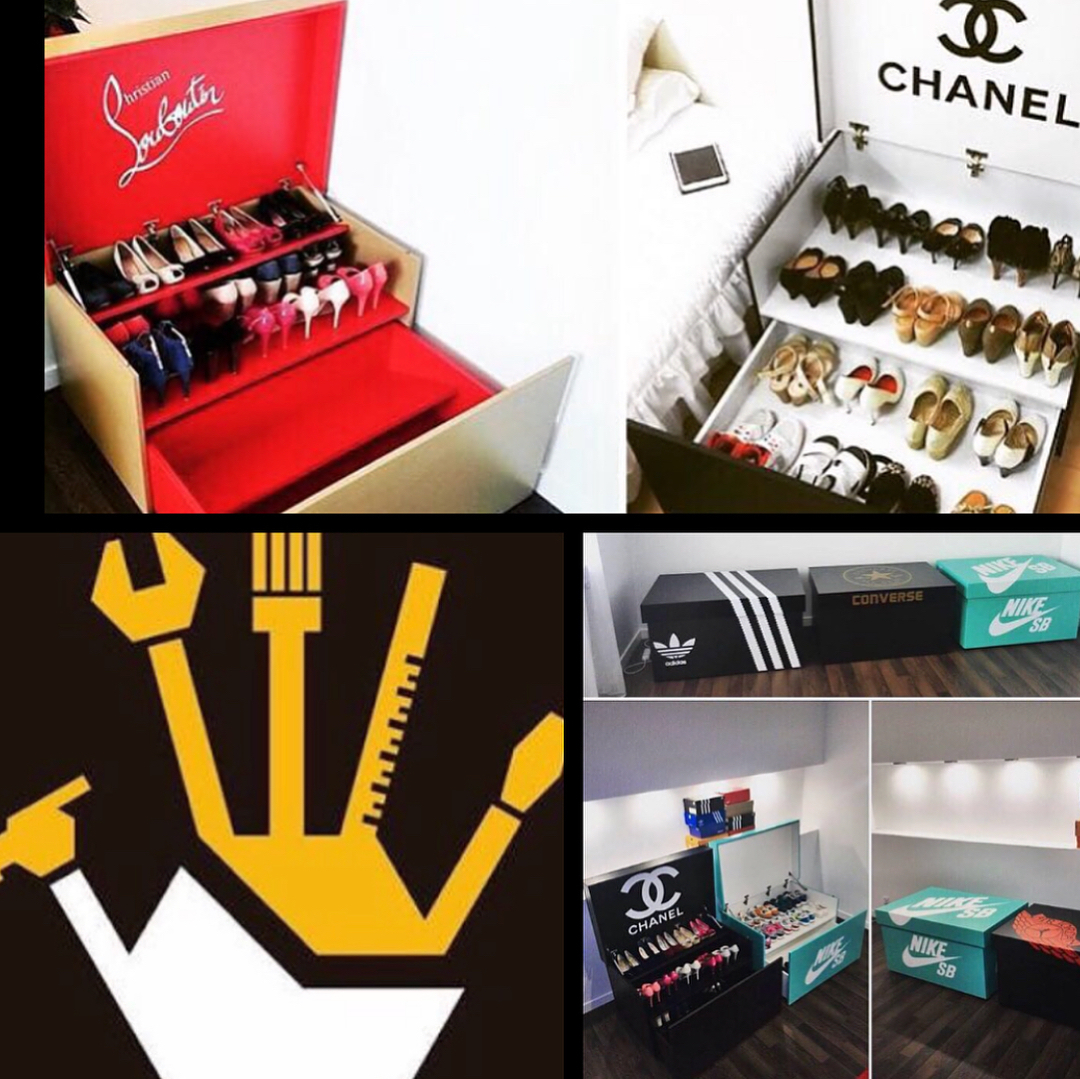 Custom Made Shoe Boxes. Love it.The boxes hold 8 pairs16 pairs32 pairs40 pairsContact @geppetodesigns or email: info@geppetodesigns.co.za#0018Advertising #furniture #shoebox #shoes #storage #sneakers #sneakerlover #kickz