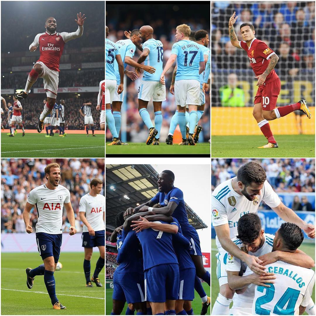 Weekend Footie Round Up. Great wins for all the Big Boys. Liverpool bounce back. Chelsea, MANCS, citeh,Spurs and Arsenal all win. In La liga Madrid and barsa win and Milan lost.