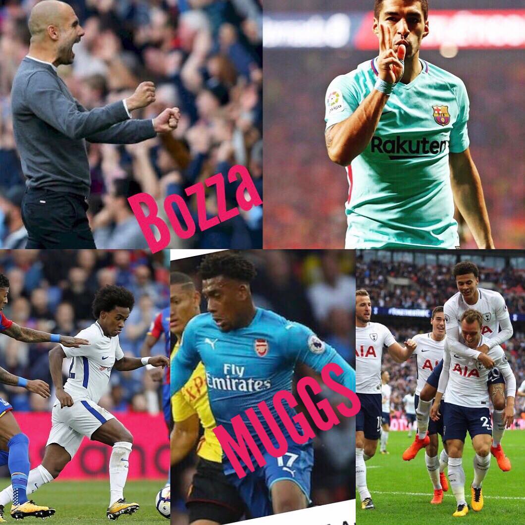 Weekend Footie Round Up. Pep is the Bozza of the week. Chelsea shocked at Palace. Barca and Atleti draw and our Muggs of the Week are Arsenal after loosing to Watford #epl #laliga #arsenalvswatford #mancityvsstoke #crytalpalacevschelsea #spurs #barcelona #atleticomadrid #footie #socceroundup #weekend #soccer #welovethisgame #bozzaoftheweek #muggoftheweek