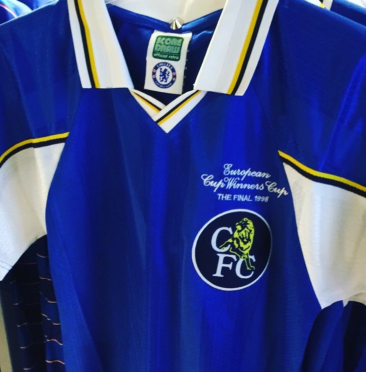 Chelsea 1998 Cup Winners Cup kit makes our Classic kit of the week 😀 #chelsea #retrokits #classickits #chelseafc #theblues #chelseafans #stamfordbridge #london #footie #soccer