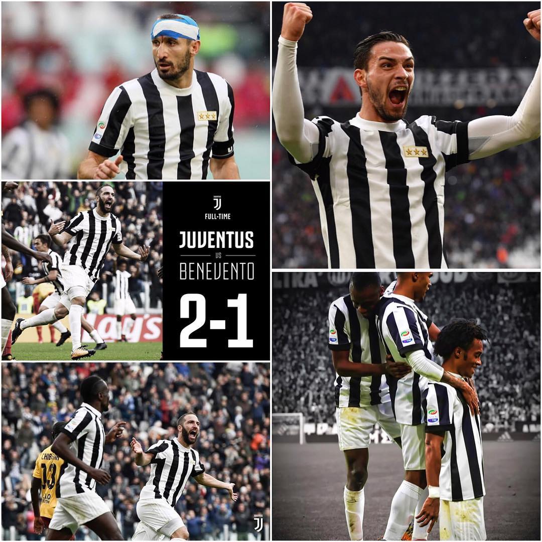 Juventus 2 Benevento 1. Good Victory to mark 120 years with equaliser from Higuain and Winner from Cuadrado. Juve also played with a special edition kit to mark the 120 year celebration #juventusvsbenevento #120juve #juve #forzajuve #bianconeri #juve #seriea #serieatim