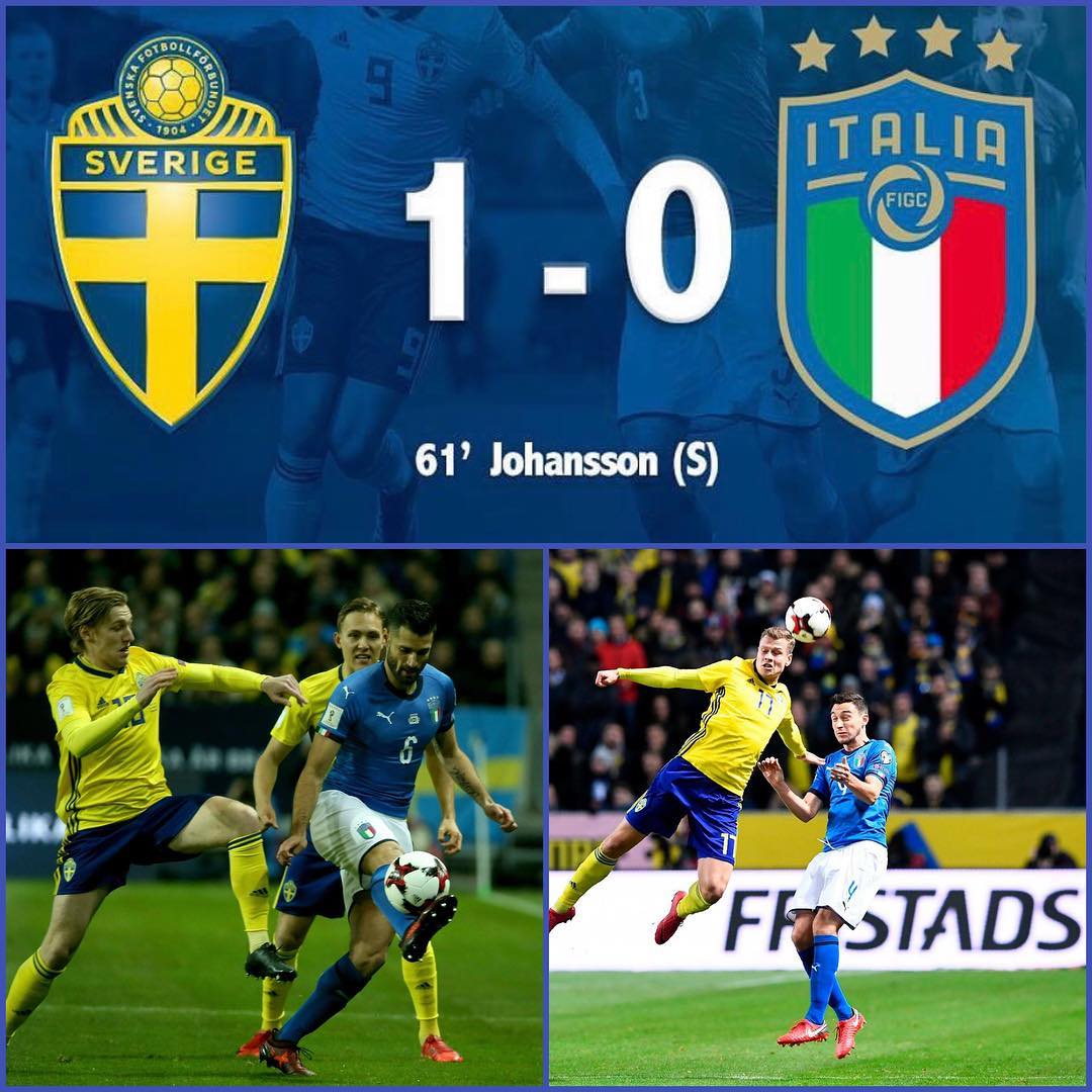 Sweden 1 Italy 0. We lose the first leg in Sweden. Deflection beats Buffon after a long Swedish throw. It's all or nothing at The SAN Siro on Monday. A World Cup without Italy is devastating. Forza Azurri- off to Milan Now #russia2018 #swedenvsitaly #italy #italia #azurri #forzaazurri #worldcupqualifier