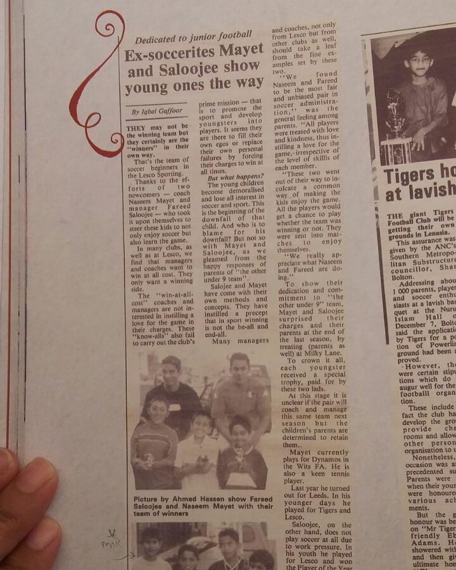 From the archives when myself and Faried Saloojee Coached our first Under 9 team. 2001 😮😮. Watta Thing @yumna_s