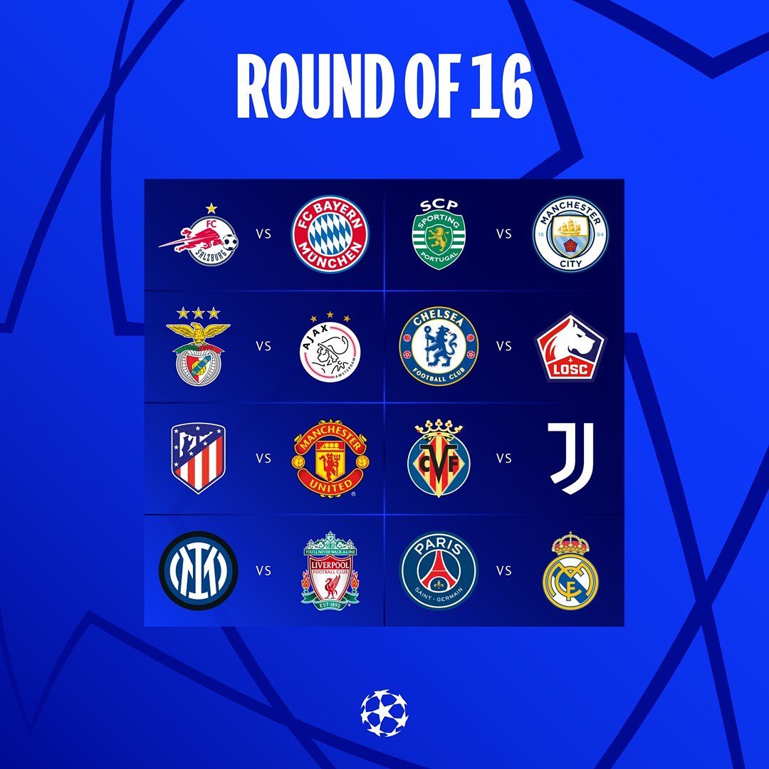 Revised Draw. It’s all happening. PSG vs Madrid now the pick of the round. don’t worry MANCS ,CR7 has Atleticos number. Inter vs Liverpool also tough. Bring it on