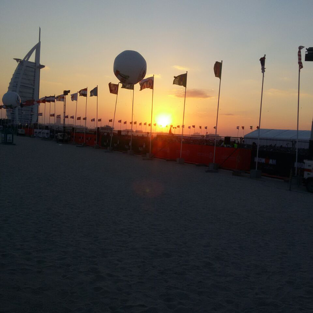 Sun sets on the eve of Iron Man 70.3 in Dubai by @dees.1 @autostylecoza. Check out the Bike Transition Area#ironman #ironmandubai #triathlon #triathlete #tri #swim #cycle #run #openwaterswim #dubai #uae🇦🇪 @imsouthafrica @ironmantri