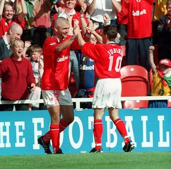 Blast from the past. Last night felt the same when Borough dumped the MANCS out of the FA Cup.