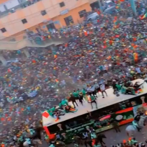 Senegal celebrate in the streets of Dakar after being crowned Afcon Champions 2022. #senegal #sengalcelebrate #senegalcelebrations #afconchampions #senegalchampions #dakar