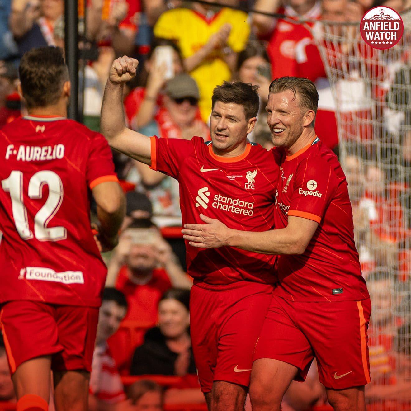 Stevie G scores for Liverpool Legends vs Barcelona Legends at Anfield. Our InstaPic of the Day