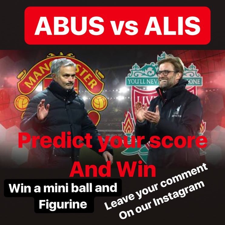Man Utd vs Liverpool this weekend. It's Mussseeeeeeve. We hate them,They Hate us. It's about Izzet and Pride. Predict your score and WIN a champions League mini ball and Figurine #liverpool #manutd #abusvsalis #manutdvsliverpool #ynwa #