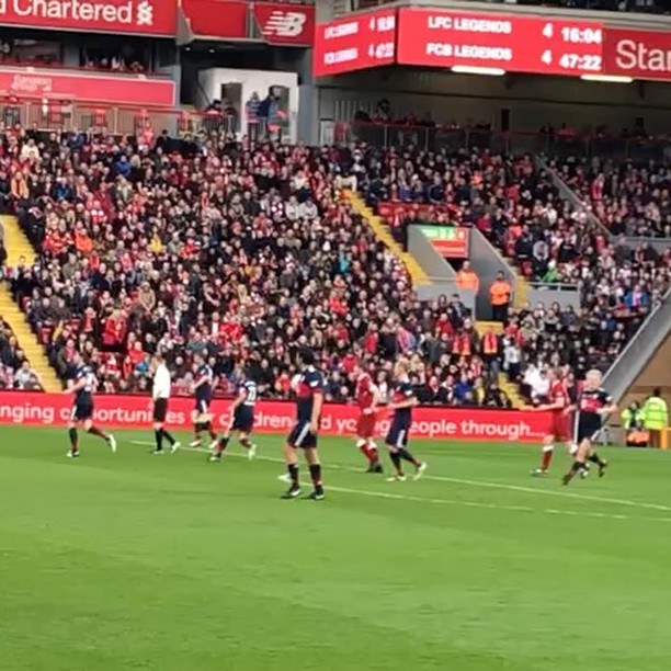 Some of the action at the Liverpool vs Bayern Munich Legends at Andield. Starting off with Captain Stevie G in attack. Footage by the Liverpool  UK Lads