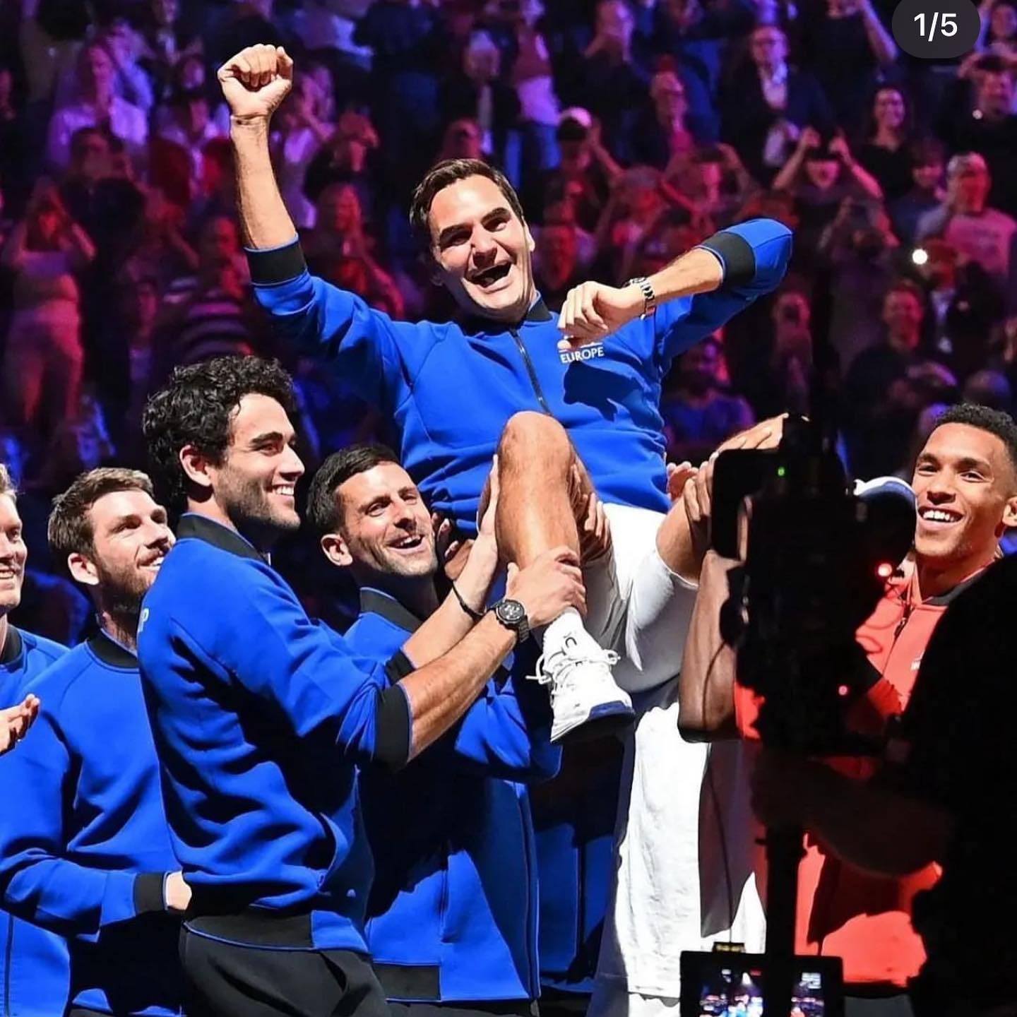 Emotional scenes at the Lave Cup as Federer said farewell after teaming up with Rafa Nadal in the doubles. The tears were flowing