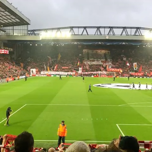 Liverpool Fans Sing during the UEFA Champions League seminal vs Roma at Anfield. The KOP UK  Lads have described the atmosphere as Magical and electric#liverpoolvsroma #anfield #lfcfans #liverpool #liverpoolfans #ynwa #anfield #scousers #kop #kopend #electric #europeannights #championsleague #atmosphere