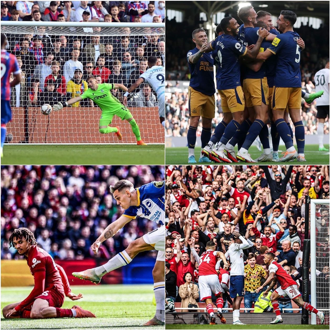 Liverpool shambolic In 3-3 draw with brighten. What’s going on?Arsenal win London Derby and playing great ball. Chelsea win 2-1 at Palace and Newcastle thump Fulham 4-1. Good win for Everton too