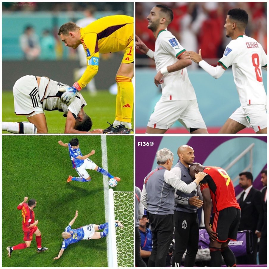 What a night of Drama as the group stages draw to an end. The Germans are gone. Japan beat Spain to top the group. Was the ball out or in leading up to the Japanese winner. But we’ll played Japan. That goal dumped the Germans out of Qatar 2022. Early Lukaku was the culprit as he missed three golden chances that dumped Belgium out and Well done Morocco for topping their group. Let’s see what tonight holds