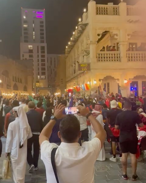 Fans at the Souq Waqif after midnight Qatar after Day 2 of the FIFA World Cup 2022 followed by Senegelese fans enjoying the match between Netherlands and Senegal by @joevaid
