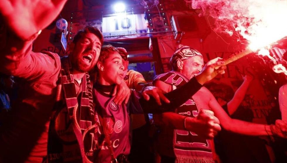 Scenes in the street of Naples as Napoli fans celebrate winning the Scudetto. Well done Napoli. Well deserved. Last time they won the league was with Diego Maradona