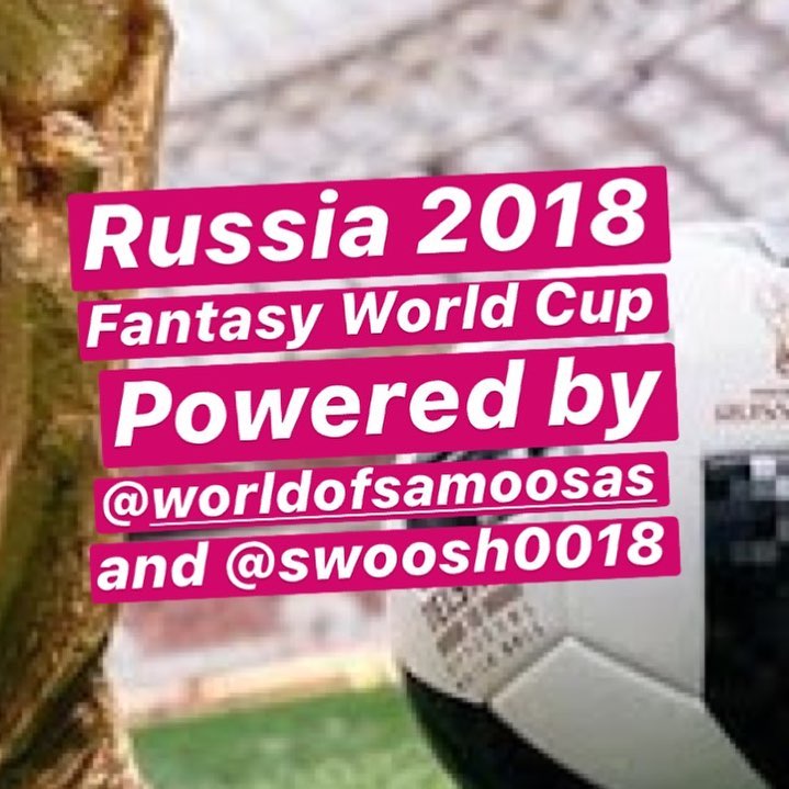 Russia 2018 Fantasy World Cup powered by @worldofsamoosas http://www.fantasy.fifa.com/en/home Code: SH2MNFEBRound Prizes and Grand Prize for the Winner #fantasysports