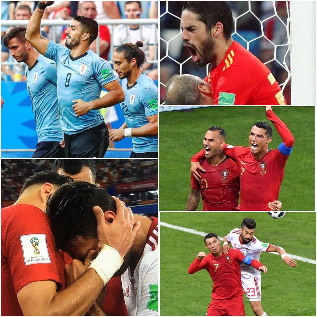 What Drama as Group A and B conclude. Patraw @ozyismail must be taking Gaviscon. Drama in stoppage time as Spain Equalise and  Iran miss a golden chance at the death to dump Portugal Out. Your thoughts Saudi Arabia 🇸🇦 2 Egypt 1Uruguay 🇺🇾 3 Russia  0Spain  2 Morocco 🇲🇦 2Portugal 🇵🇹 1 Iran 🇮🇷 1#iranvsportugal #uruguayvsrussia #spainvsmorocco #egyptvssaudiarabia #morrocanfans #iranianfans #portugal #ronaldo #russia2018 #fifaworldcup