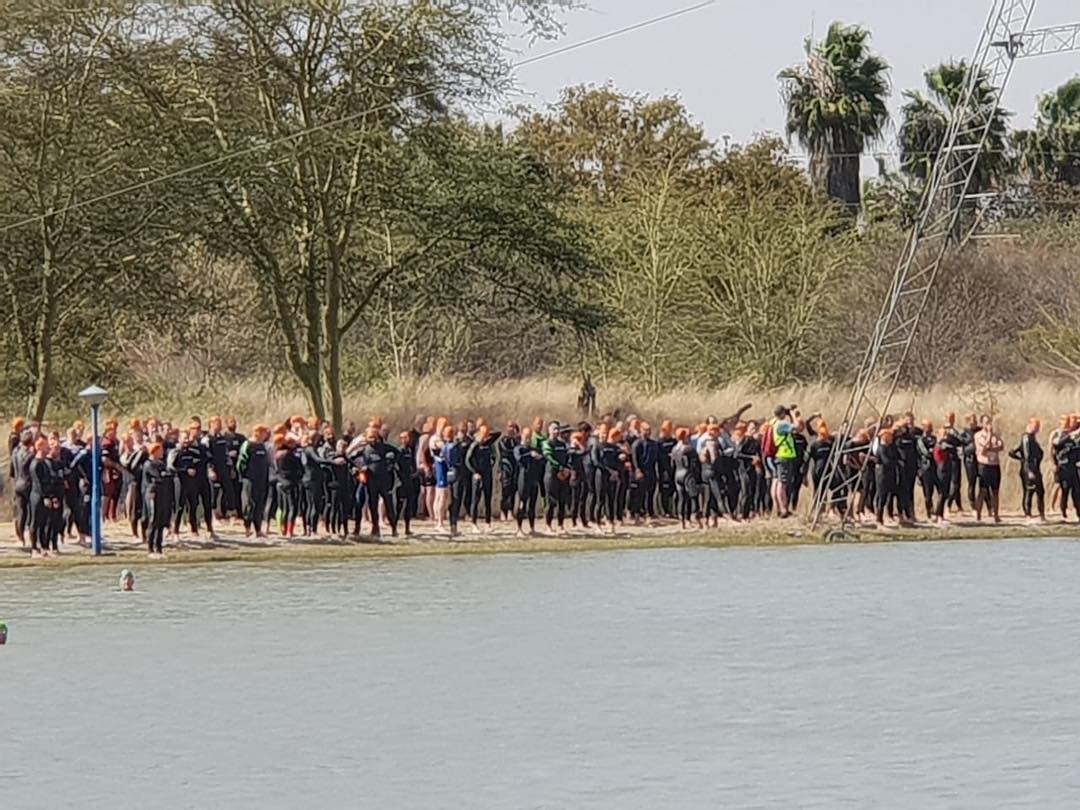 Triathletes prepare to enter the water during the Bela Bela 5150 Triathlon. All pics on the blog #belabela #5150 #triathlon #triathlete
