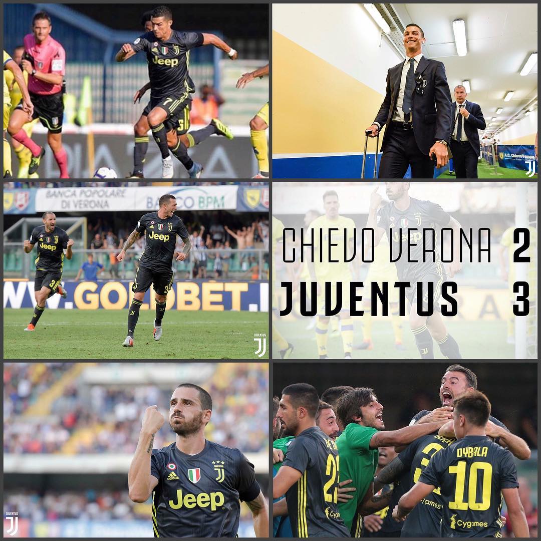 Tough win for Juve as they open their Serie A Campaign. Coming back from 2-1 down after taking the lead. It was also the debut of CR7. Some sublime touches and skill but no goal on debut. Almost had a penalty... but now his out Penaltinho. Good changes by Alegri. Manzukic entry allowed Ronaldo to venture out wide and Benedeschi got the winner.Forza Juve #juventus #juve #juventus #forzajuve #chievovsjuventus